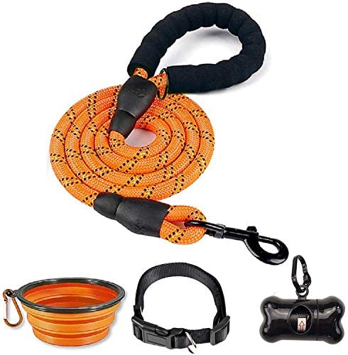 Fido N Feline 6 ft Padded Rope Dog Leash for Medium and Large Dogs - Orange
