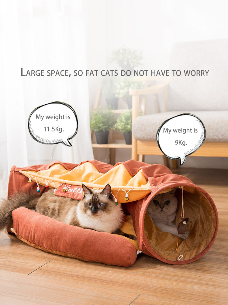 Collapsible Removable Cat Tunnel Tube With Cat Bed Set