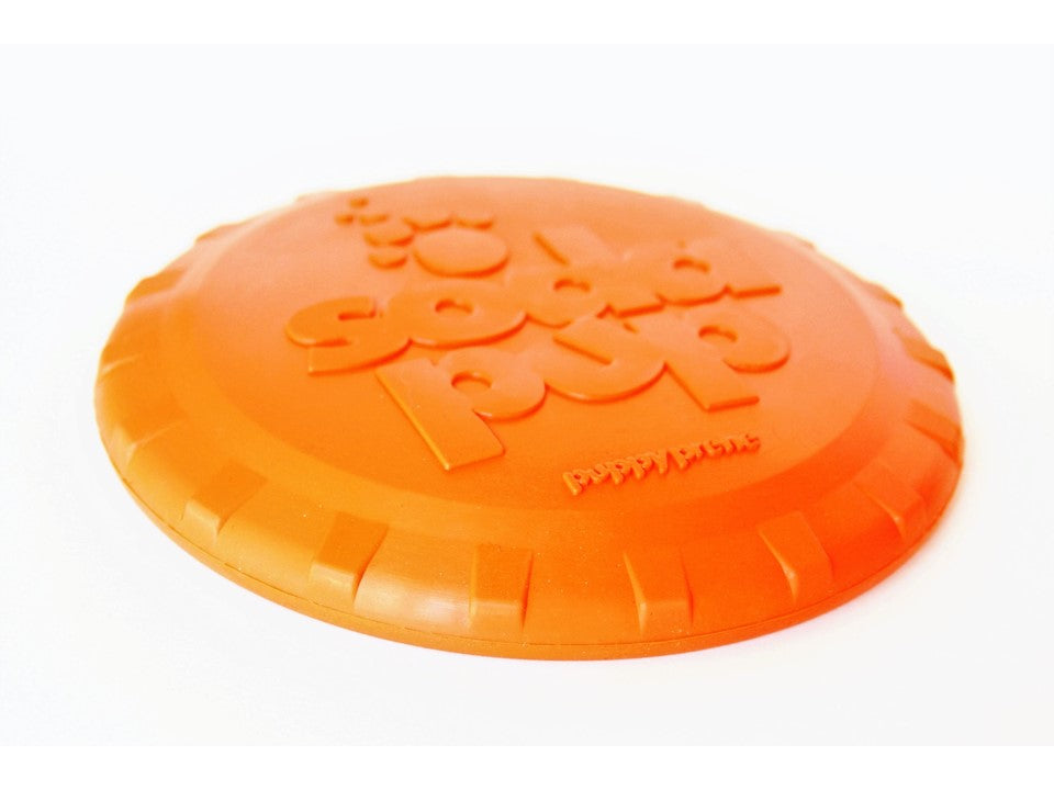 Bottle Top Flyer Rubber Frisbee for Dogs | Orange | Vet Approved | USA Made
