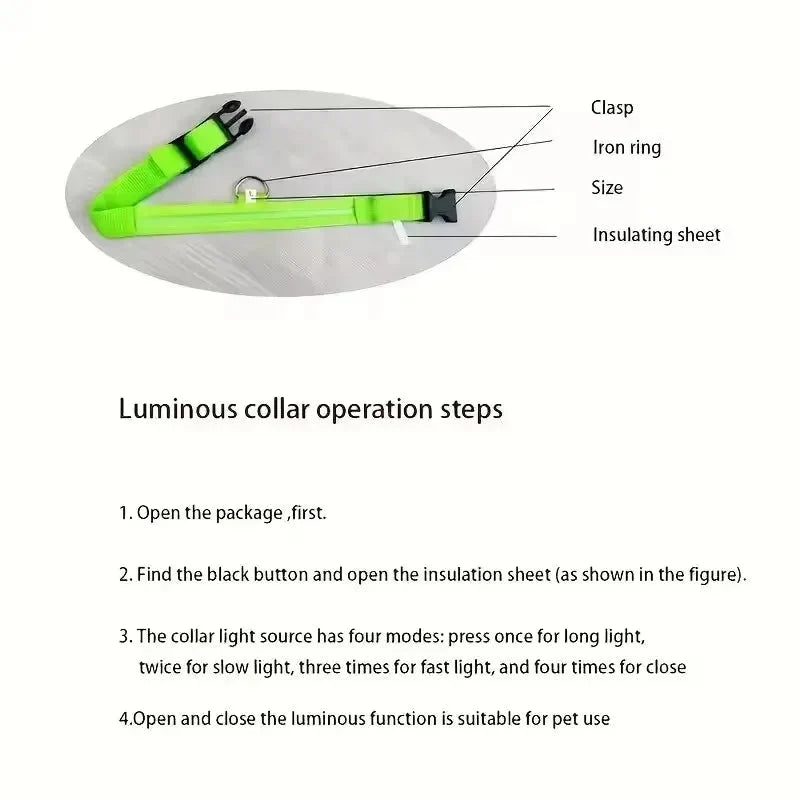 LED Dog Collar | Nylon Light-Up Safety Collar, Reflective Glow