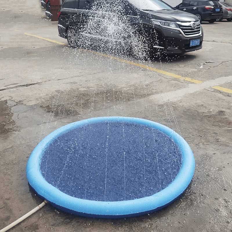 Pet Swimming Pool Pet Sprinkler Pad Inflatable Water Spray Mat Tub Summer Play Cooling Mat Dog Bathtub Dog Cooling Mat Pet Bed Sprinkler Pad for Dogs & Kids PVC Splash Pad for Kids Age Water Toys for Summer Outdoor
